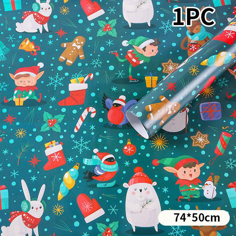 Оптовая продажа рождественской подарочной упаковочной бумаги рождественская подарочная коробка цветочная бумага Санта-Клаус олени рождественская елка декоративная бумага
