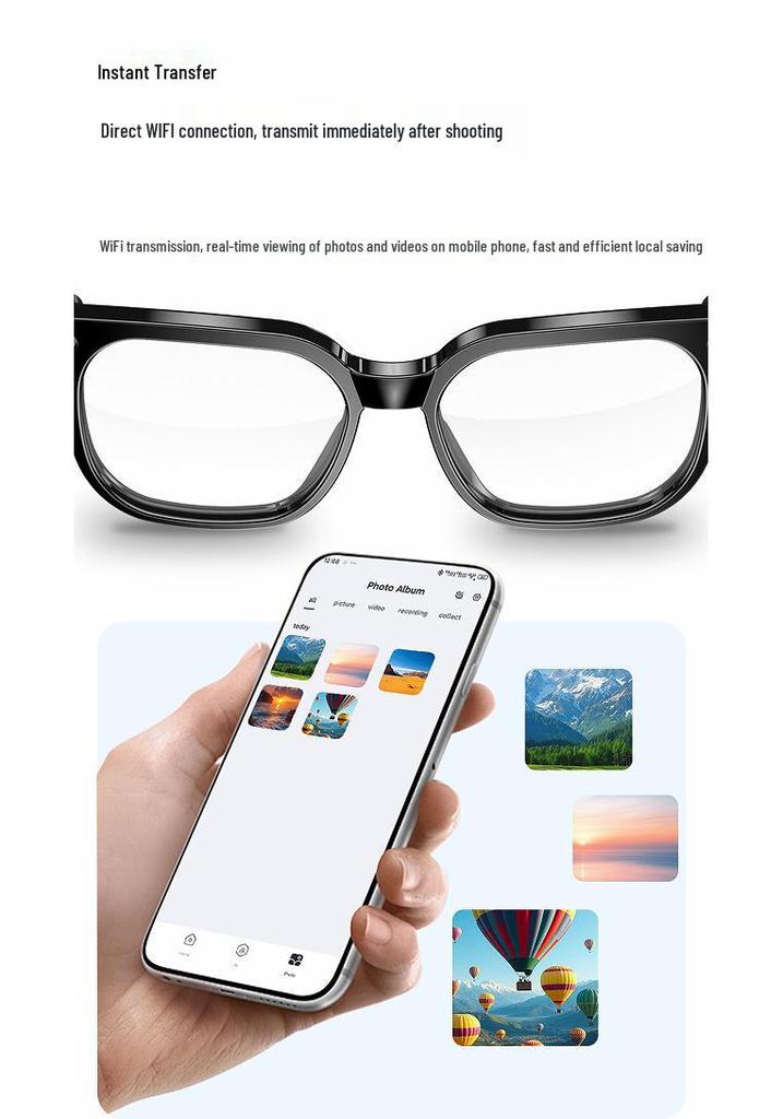 AIMB-S3 ULTRA Smart Glasses: 5MP Video Call, Real-time Translation, Live Broadcast, Photo & Video.