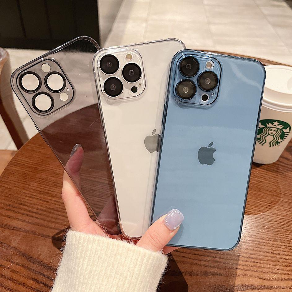 Прозрачный ультратонкий противоударный жесткий чехол с полной защитой для Iphone 13 12 Pro Max 12pro 13pro, кожный покров со стеклянной пленкой для объектива