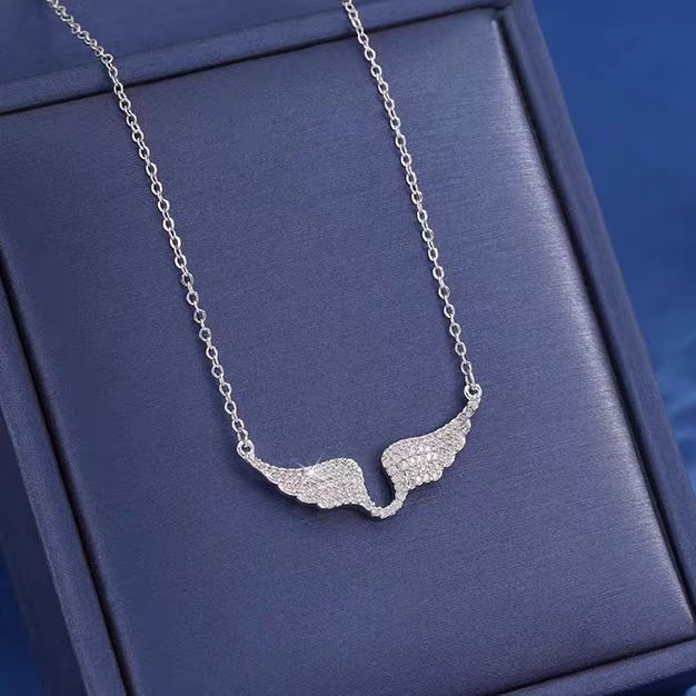 Angel Wing Rhinestone Inlaid Clavicle Necklace Fashion Charm Jewelry