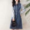 Youthful Denim Dress for Women Spring Flattering Loose Fit Cover Belly Slimming Elegant Long Dress