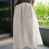 Casual Cotton Linen Blend Women's Spring Summer Loose Fit Plus Size Side Slit Cropped Pants Two-Piece Illusion Bottoms Skirt