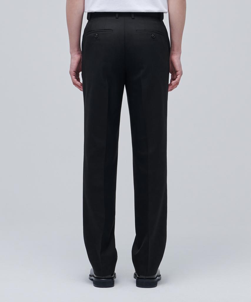 MUSINSA STANDARD Wool Blend Semi-Wide Hidden Elastic Waist Slacks [Black]