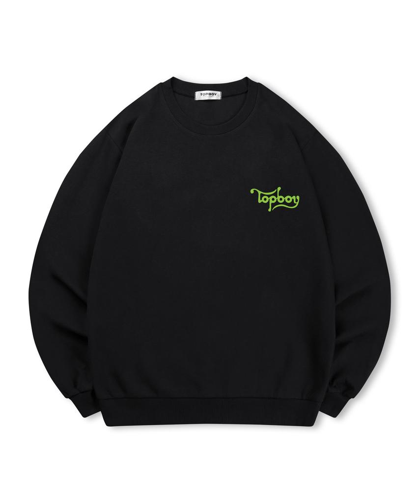 TOPBOY [Non-Fleece Or Fleece] Wave Logo Print Sweatshirt (Type A)