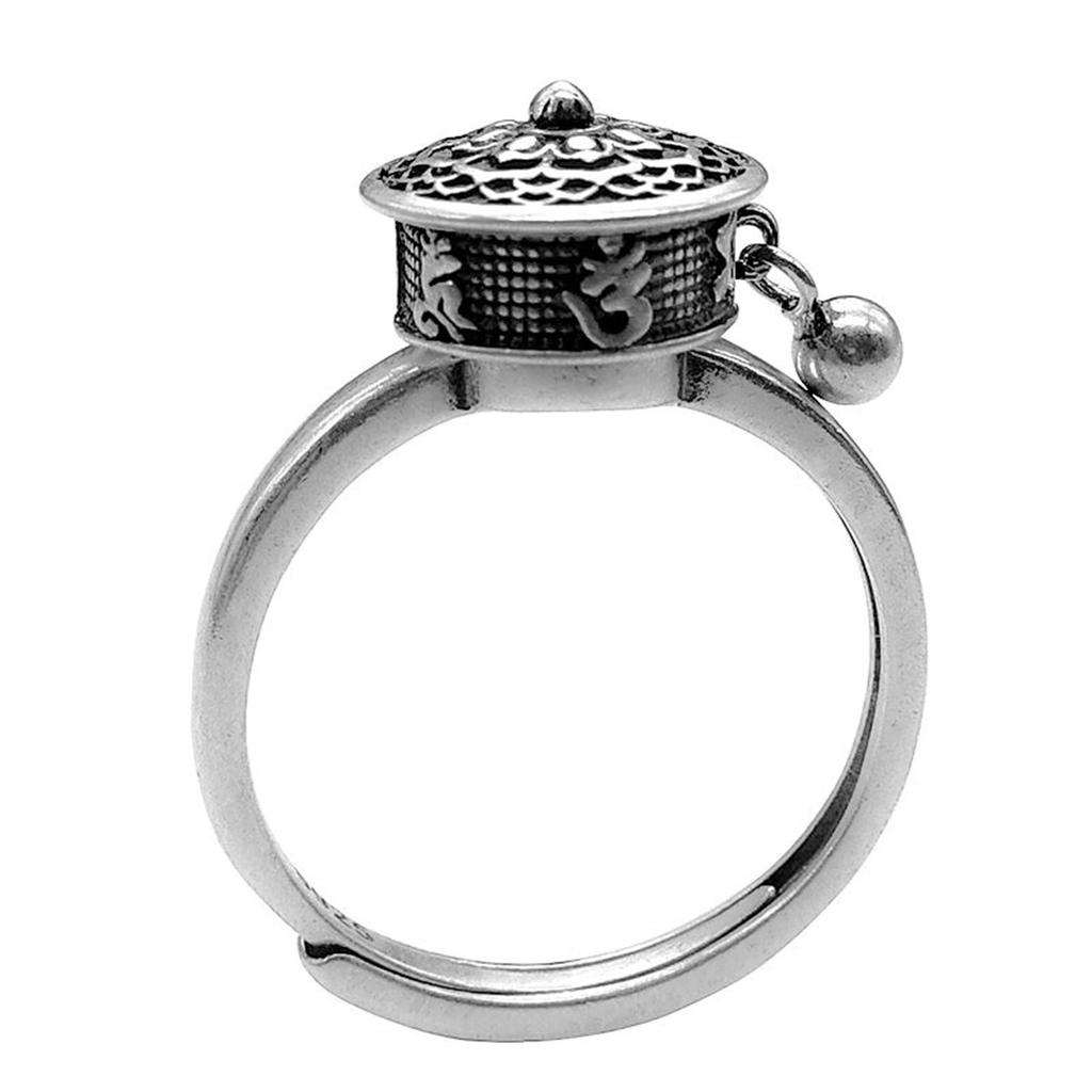 Lotus Flower Prayer Ring Vintage Adjustable Open Ring Rotatable Jewelry Gift for Women