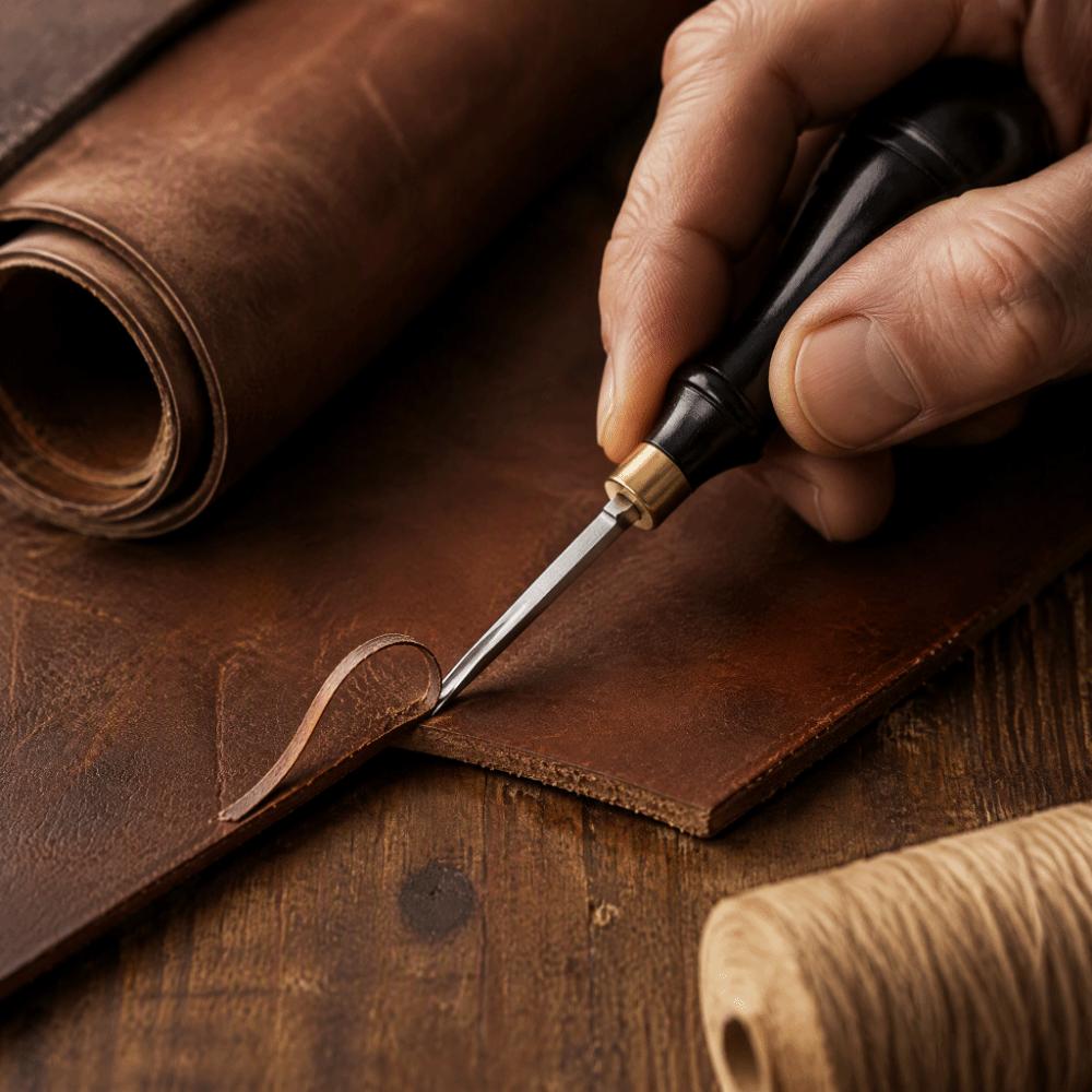 Carbon steel Leather Edge Creaser 0.6/0.7/1.3mm Groove Size Ergonomic Handle Leather Edge Beveler Leather Skiver Tool