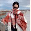Клетчатый шарф женский осенне-зимний модный теплый шаль студенческий вязаный шарф