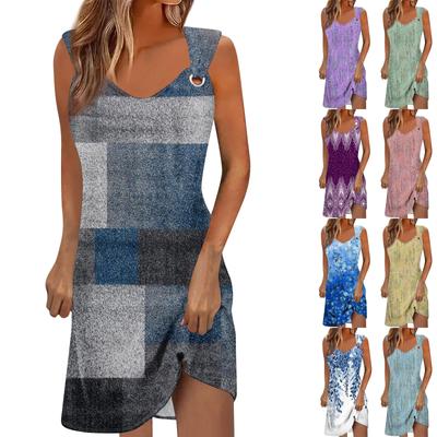 Женское повседневное платье Летнее платье Платье-комбинация Платье с рюшами на каждый день Мода на выход Мода Базовый ремень без рукавов Свободный крой