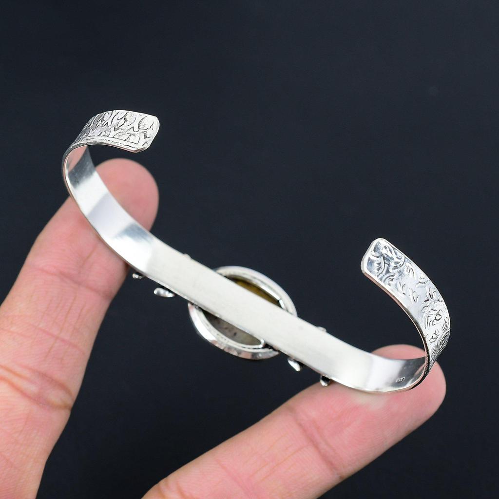 День дочерей Сделка Серебро 925 Проба Ископаемый Коралл Драгоценный Камень Цветок Новый Браслет-Бэнгл