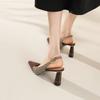 2024 Новые женские босоножки на тонком каблуке с квадратным носком, весна-лето, модные офисные туфли из натуральной кожи для женщин на каблуках
