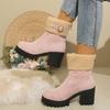 Foreign Trade Large Size Women's Shoes Snow Boots Women's Autumn and Winter New Belt Buckle Thick Heel Warm Turning Rough Edge Snow Boots