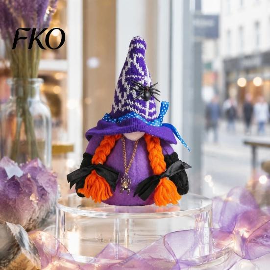 Unique Holiday Gift Ideas Halloween Witch Plush Gnomes, Cute Faceless Dwarf Doll with Seasonal Home Interior Ornaments Spider Bat, Table Office Indoor