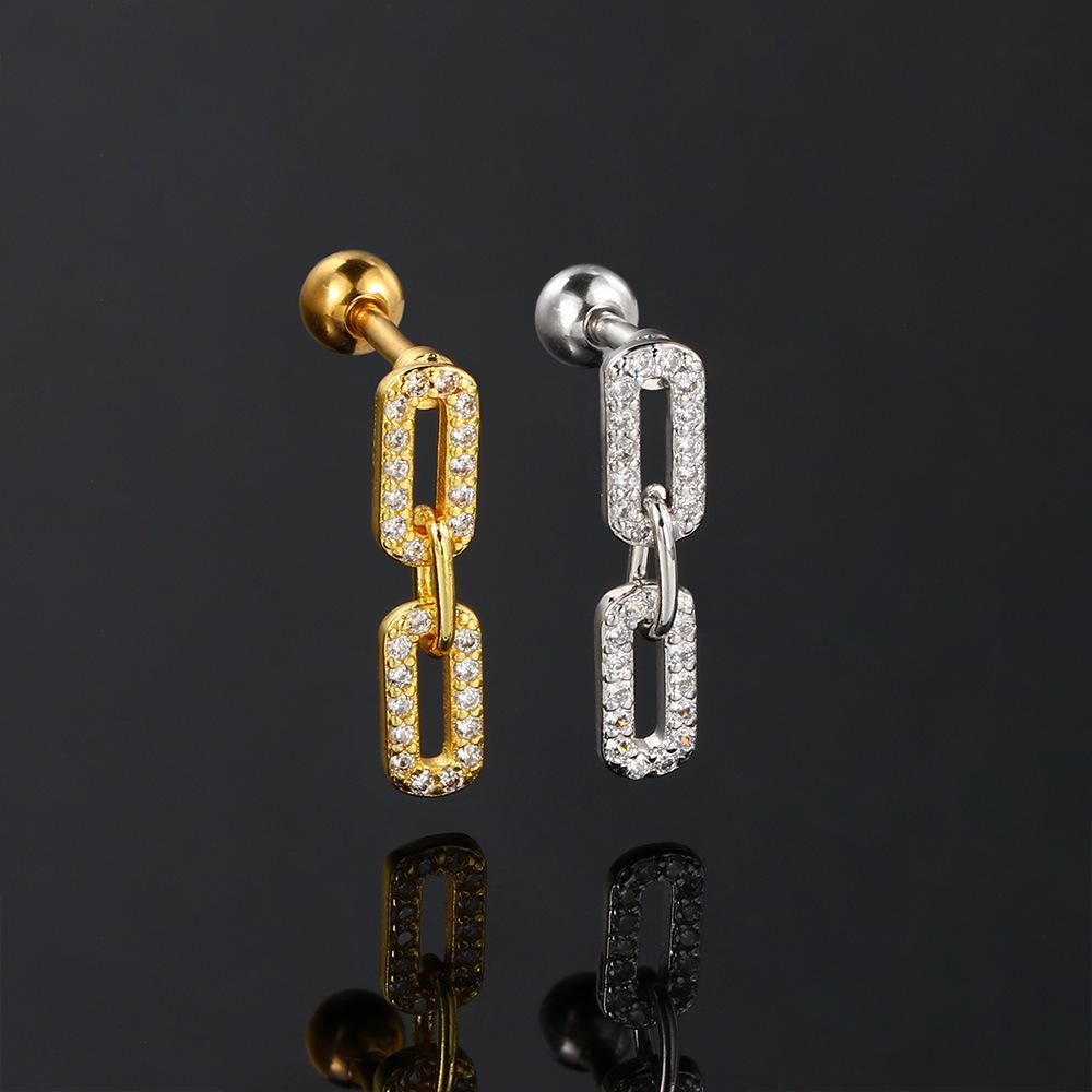 Fashion High Quality Helix Piercing Lips Loving Heart Earrings Women Trend Sliver Gold Color Zircon Tragus Bone Stud Ear Ring