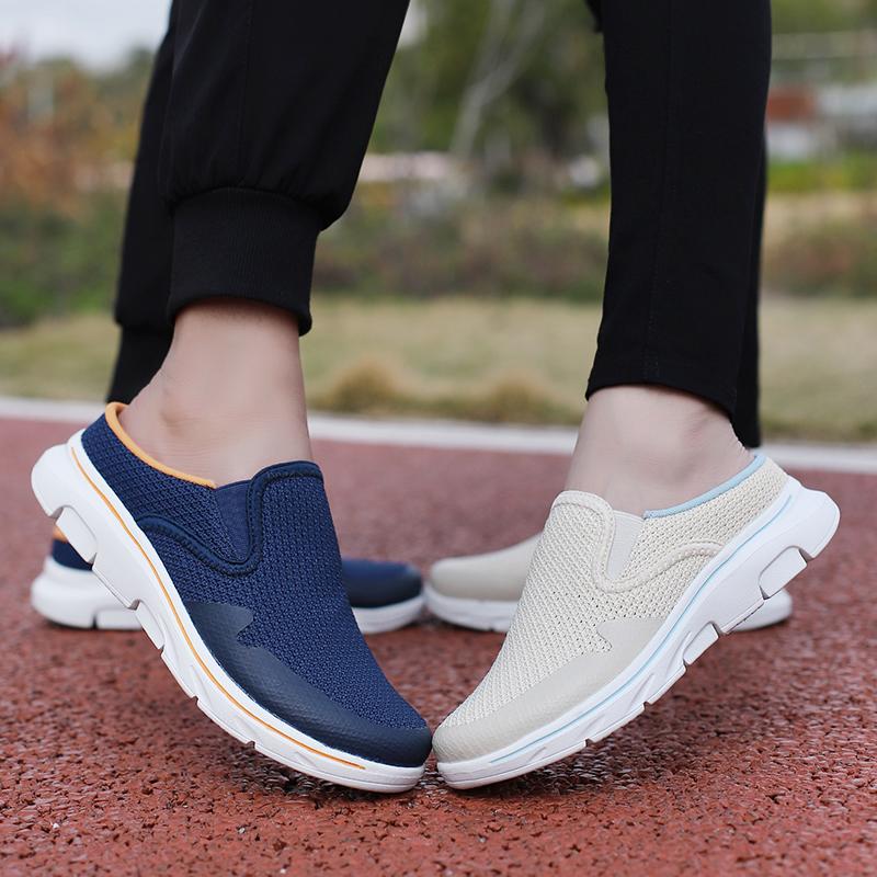 35-48 Мужские/Женские тапочки Мужские полутапочки Летние сетчатые Meter-дышащие мужские черные туфли Mueller