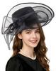European and American imitation hemp exaggerated mesh top hat, horse racing festival top hat, ya banquet party headdress, head flower women's church