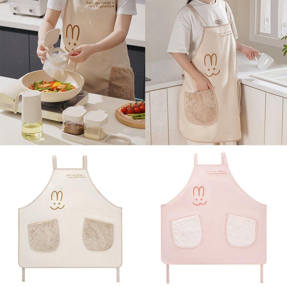 With Hand-wiping Kitchen Apron Cartoon Rabbit Kitchen Smock New Cooking Work Clothes