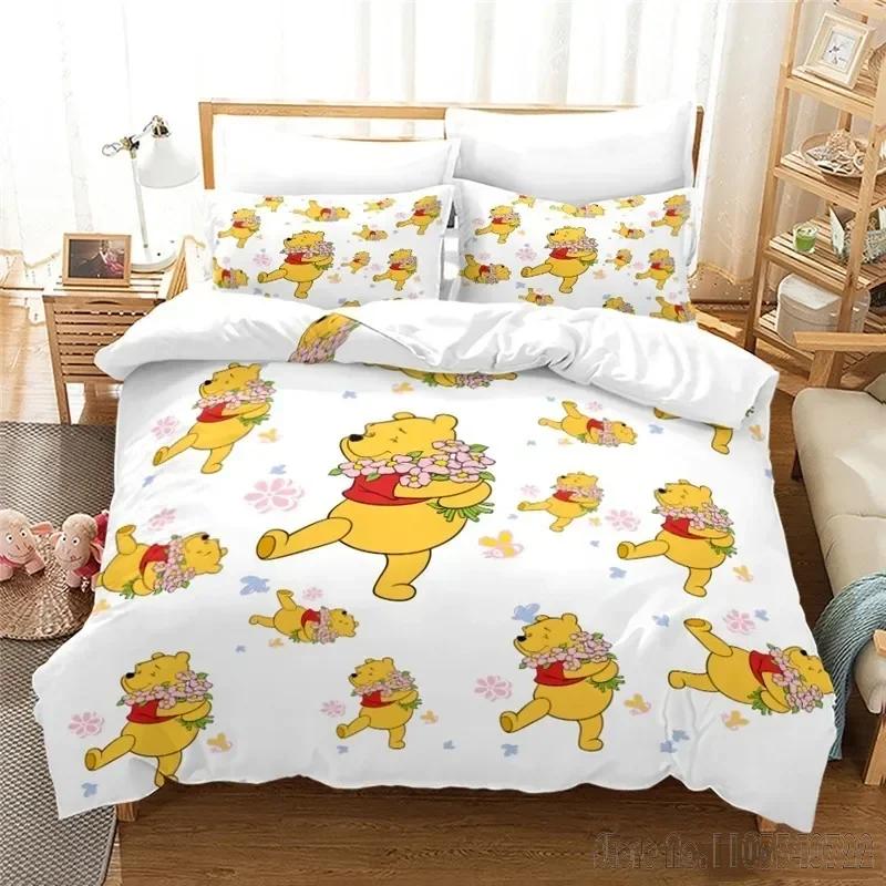 Winnie The Pooh Piglet Honey Pot Cartoon Duvet Cover Set HD Comforter Cover for Kids Bedding Sets Bedclothes Bedroom Decor