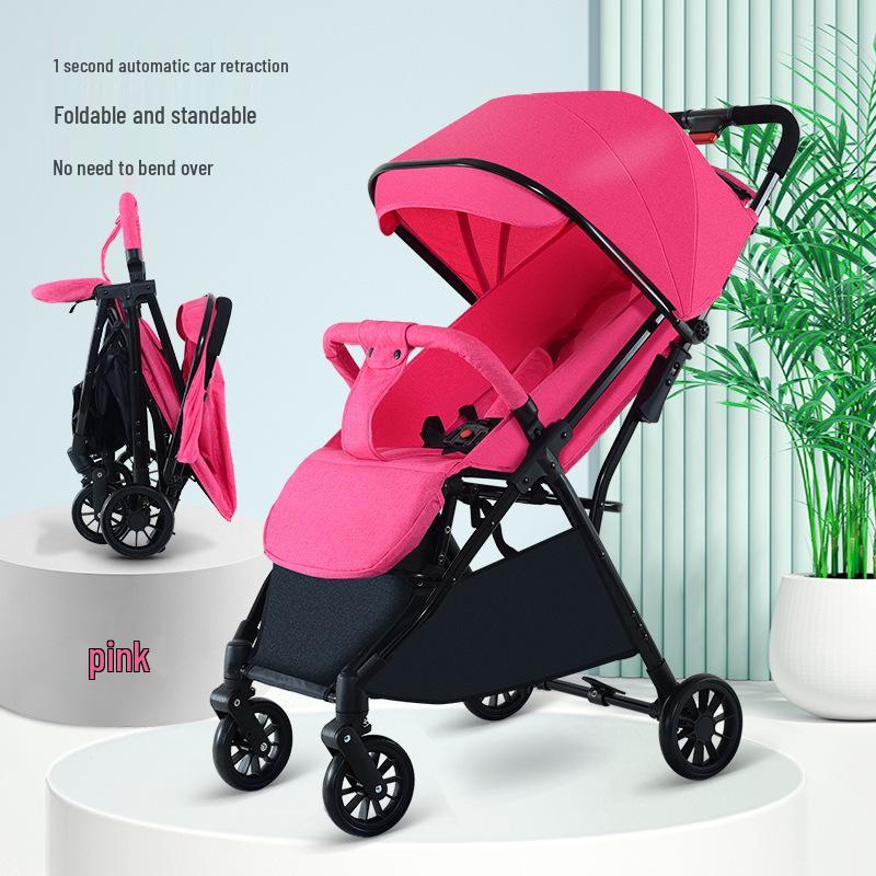 Huaying Lightweight Foldable Baby Stroller - Sit & Recline, One-Button Fold, Ideal for Newborns & Toddlers