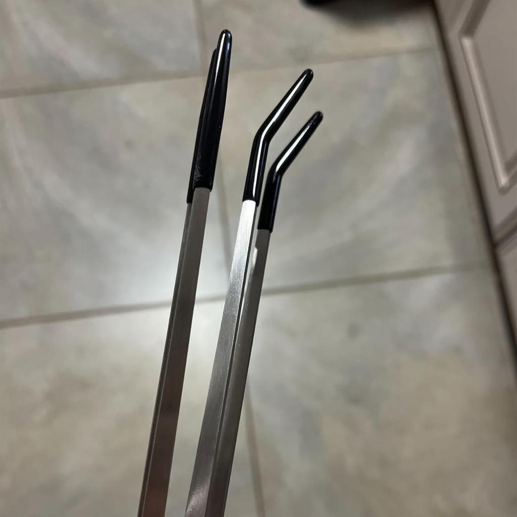 1set/2Piece Steel Reptile Feeding Tongs Straight & Curved Long Tweezers With NonSlip Tip For Precise Handling Use