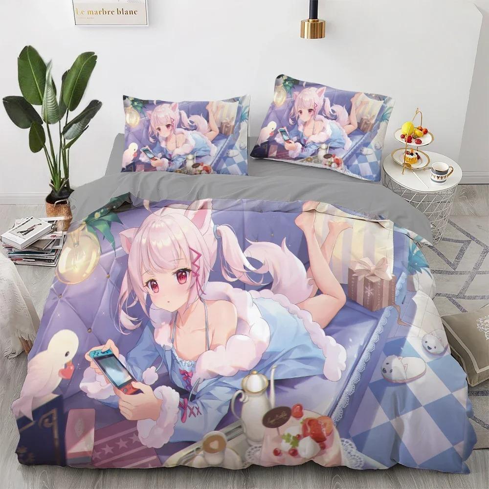 Комплект постельного белья Anime kawaii Япония Аниме loli Пододеяльник Детская спальня Мультфильм 3D Печатный пододеяльник Подарок в спальню