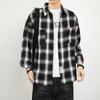 Personalized Double Pockets Fashion Trend Versatile Handsome Men's Plaid Shirt Black and White Shirt