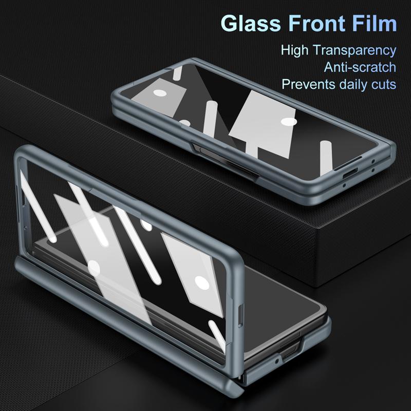 For Samsung Galaxy Z Fold 7 Case Skin Feel PC Anti-fingerprint Folding Cover with Free Stylus Pen+Glass For Z Fold7