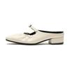 French Square Toe Half Slippers Women Summer Outer Wear One Strap Pleated Silver Baotou Single Shoes Women