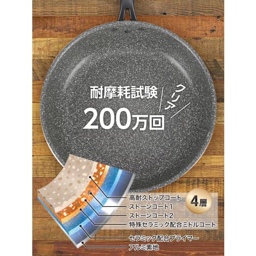 Wahei Freiz Durable, Heavy Duty Deep Frying Pan, Stir-Fry Pot, 28cm, Deep and Safe, IH/Gas Compatible, Easy Long RB-2149