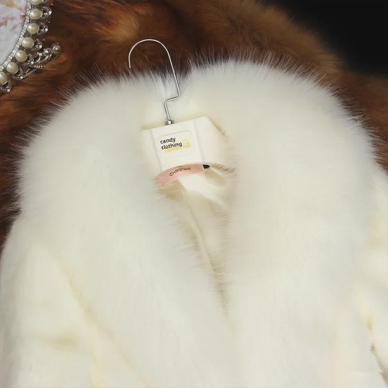 New Women's Short Faux Fur Jacket with Rex Rabbit & Fox Fur Collar, Slim Fit