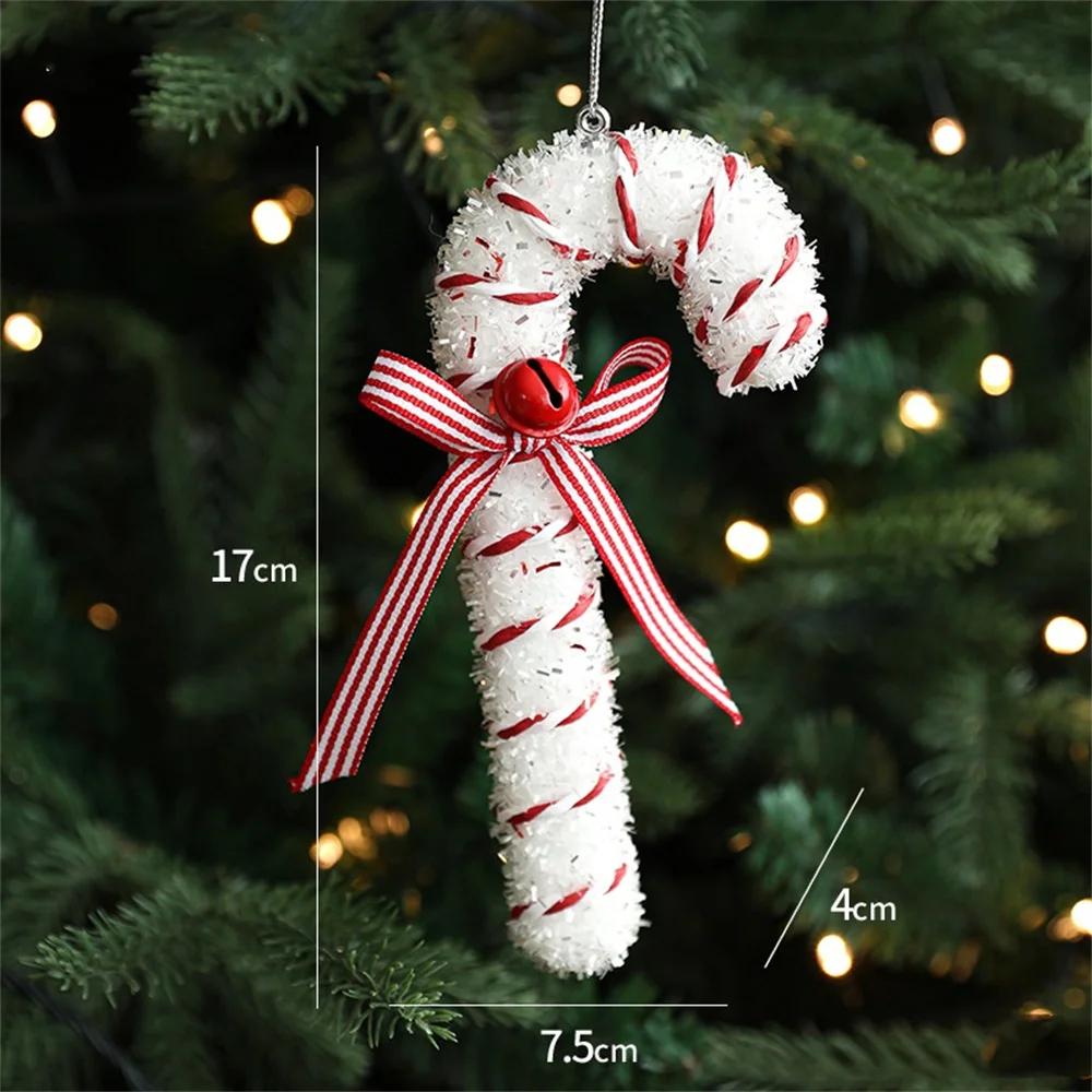 1/6Pcs Christmas Lollipop Candy Cane Pendant Xmas Tree Hanging Ball Ornaments Christmas Decorations for Home 2024 New Year Gift