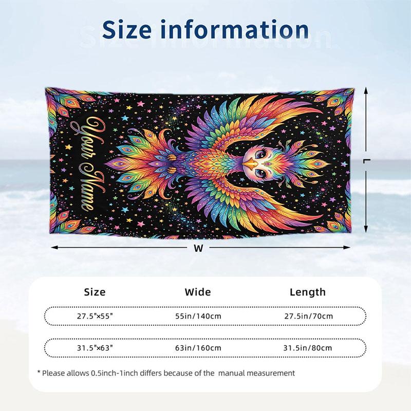 Dragon Phoenix Theme Beach Towel Personalized Custom Name & Text Soft Quick Dry Beach Towel for Swimming Travel