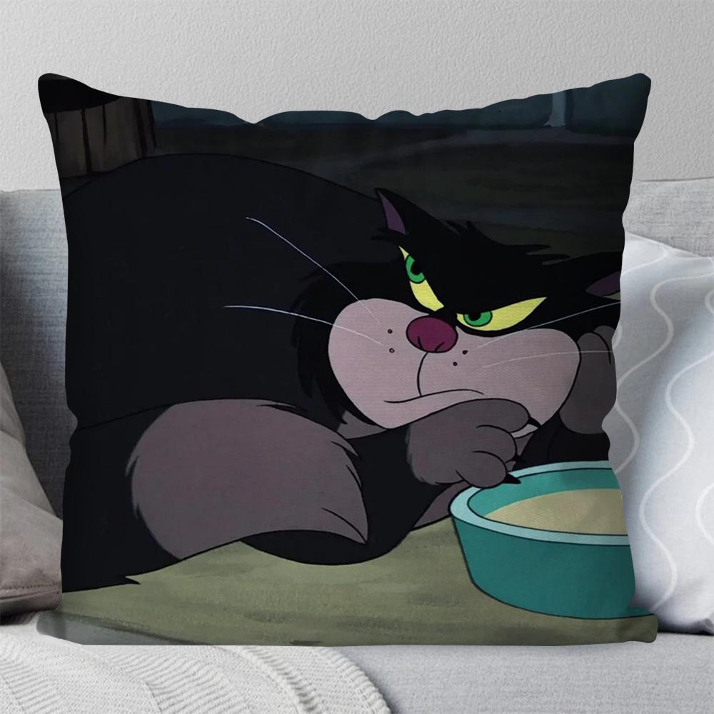 Мультяшная Милая Наволочка для Подушки с Котом Люцифером Квадратная Подушка Спальня Диван Отдых Комфортная Подушка Автомобиль Гостиная Домашнее Украшение 40X40