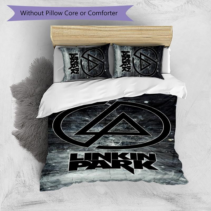 3pcs Linkin Park band logo pattern bedding set duvet cover set includes duvet cover &pillowcases,perfect all season bedroom decoration&gift