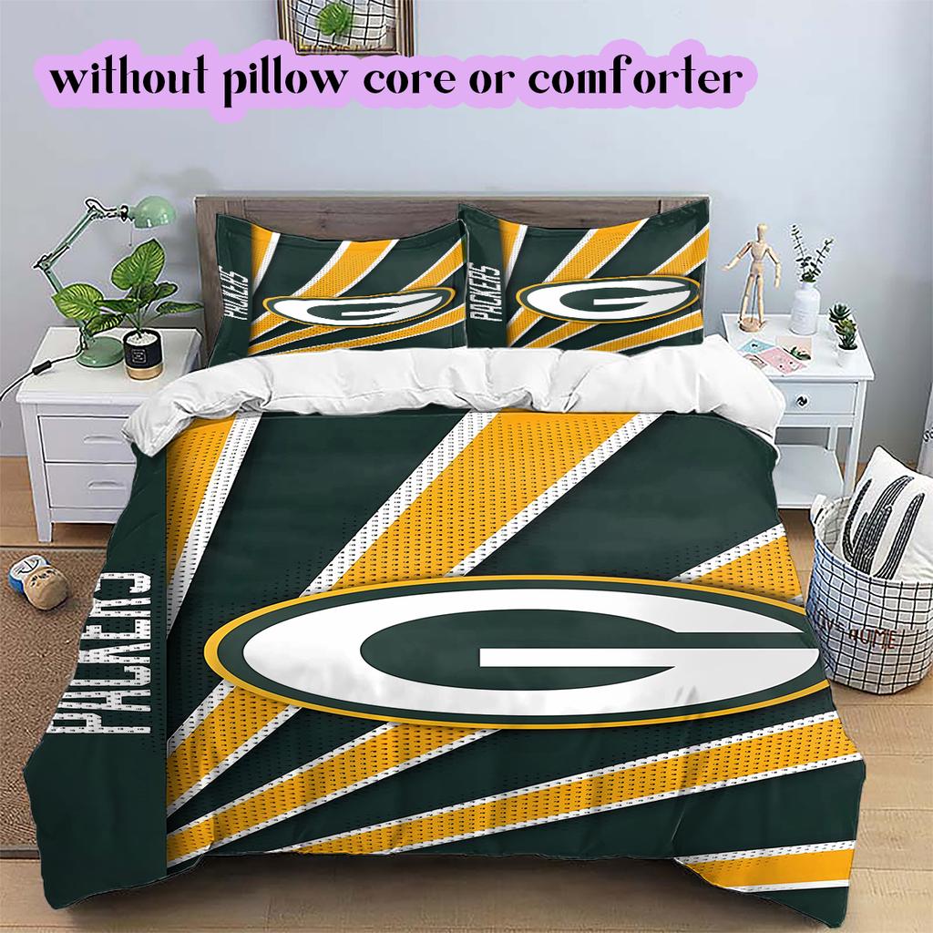 football Logo Pattern Bedding Quilt Set Quilt Cover Pillowcase Home Decoration Birthday Gift (1*duvet cover+ 2*pillowcase, without core)