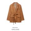 Kaslead Новая женская одежда Западный стиль Мода Простые и универсальные замшевые кожаные блейзеры 4341747
