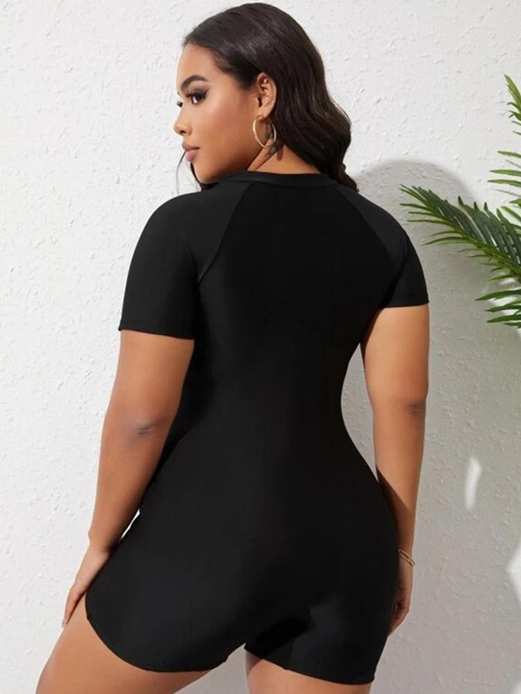 Рашгард Плюс Размер Купальники Женский Бикини 2025 Серфинг Костюм Короткий Рукав Купальник Цельный Женский Купальник Монокини Пляжная Одежда