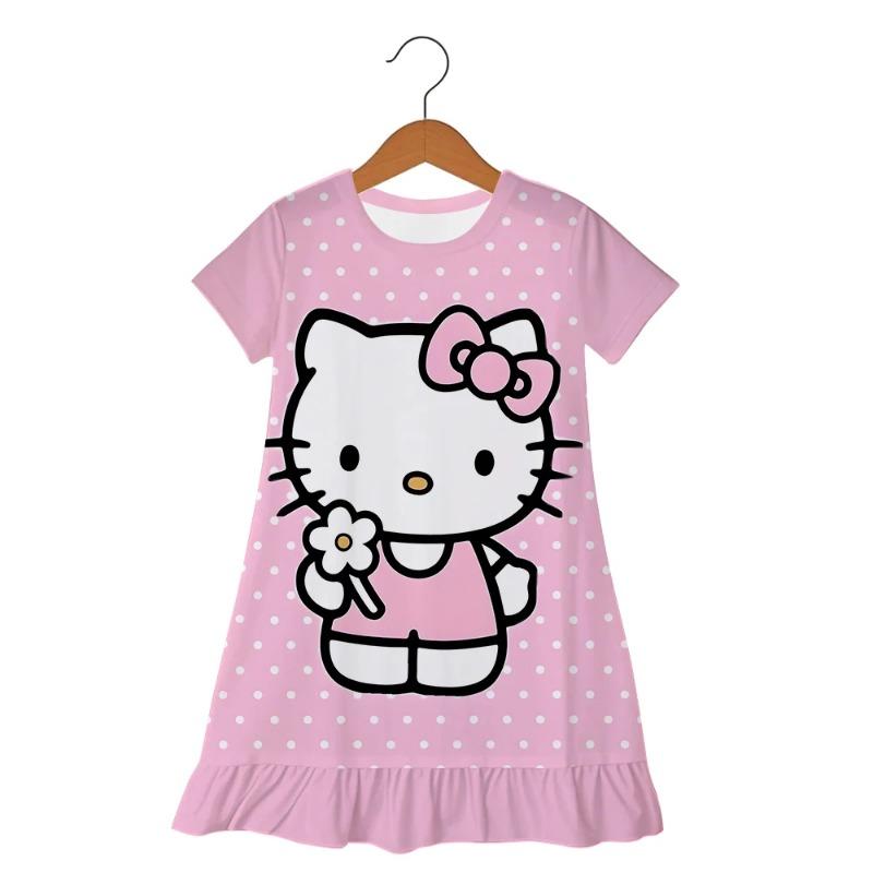 Пижама Детская Hello Kitty Летняя Юбка Модная Повседневная 3-6 Лет Платье для Девочек