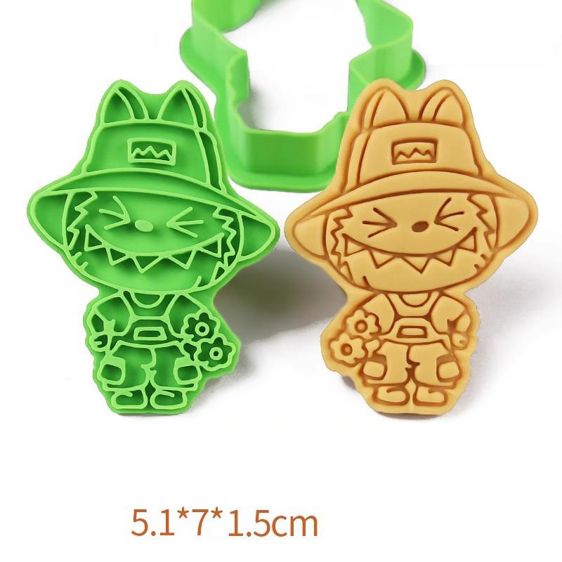 Labubu Cookie Cutter Anime 3D Pressable Biscuit Mold Confectionery Cookie Stamp Baking Pastry Kitchen Bakeware Tools Cake Decor