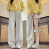 Женские спортивные брюки весна и осень новые драпирующиеся и тонкие прямые спортивные брюки с маленькими завязками на щиколотках, свободные брюки с широкими штанинами