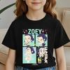 Детская футболка с принтом K-Pop Demon Hunters Zoey, мультяшная, из мягкого хлопка, для маленьких девочек, топы, одежда для малышей