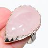 Rose Quartz Gemstone 925 Sterling Silver Jewelry Ring Size 9 J2Y97