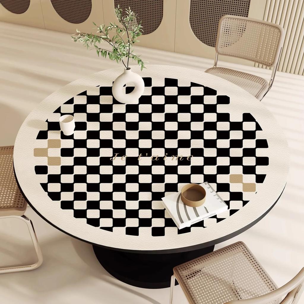 Круглая водонепроницаемая скатерть из ПВХ, маслостойкая, противоожоговая, коврик для обеденного стола, скатерти в японском минималистском стиле для украшения дома