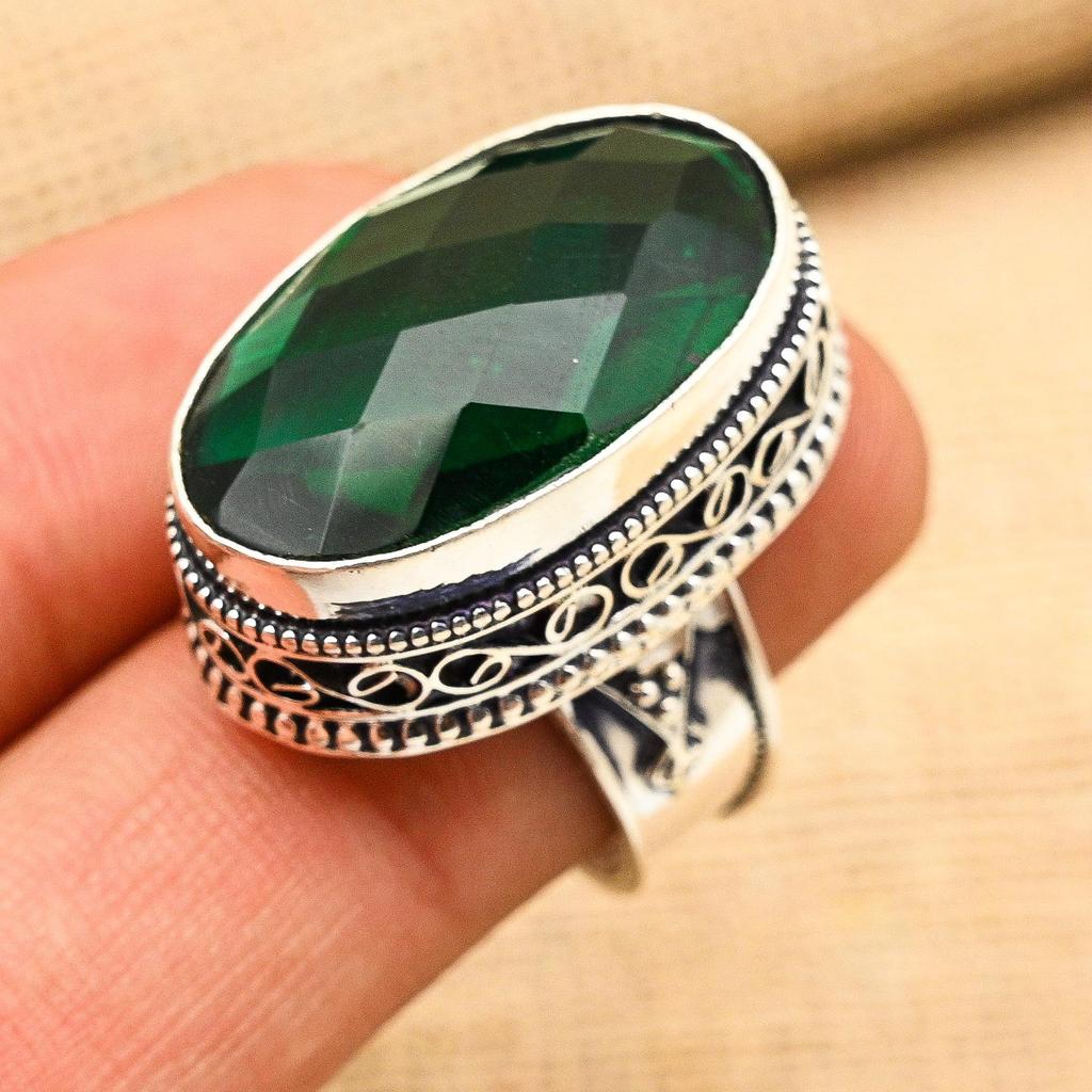 Хром-диопсид-драгоценный камень из стерлингового серебра 925 пробы, красивое ювелирное кольцо ручной работы