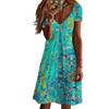 GMXIA Женская мода лето весна цветочный принт с коротким рукавом V-образным вырезом повседневные платья