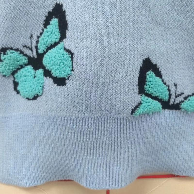 IHUASU Winter Printed Butterfly O-Neck Women's Loose Plus Size Knitwear Pullover Sweater