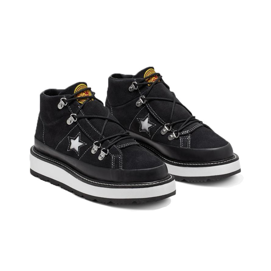 Converse One Star Ботинки на флисовой подкладке Повседневные Удобные Толстая подошва Низкий верх Холщовые туфли Женские кроссовки Черно-белые 566163C
