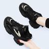 2023 Women's Black Plus Velvet Thick-Soled Casual Leather Shoes for Autumn and Winter