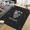 Custom Name Sevilla FC Flannel Pattern Square Carpet,Area Rug,Carpet Rug for Living Room Bedroom Sofa Playroom Decor,Non-slip Floor Mat