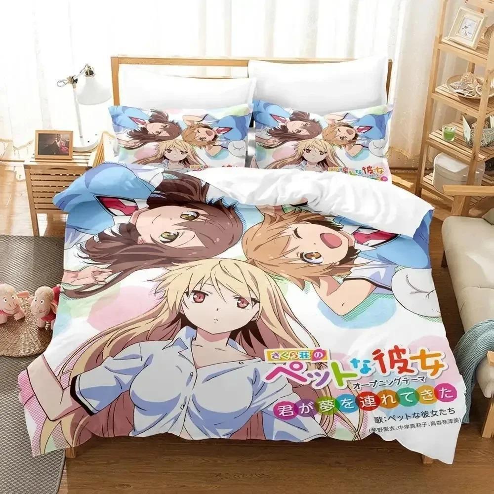 Постельное белье Pet Girl Of Sakurasou Односпальное Полуторное Двуспальное Евро King Size Комплект постельного белья для спальни взрослого ребенка Пододеяльники 3D Аниме Кровать