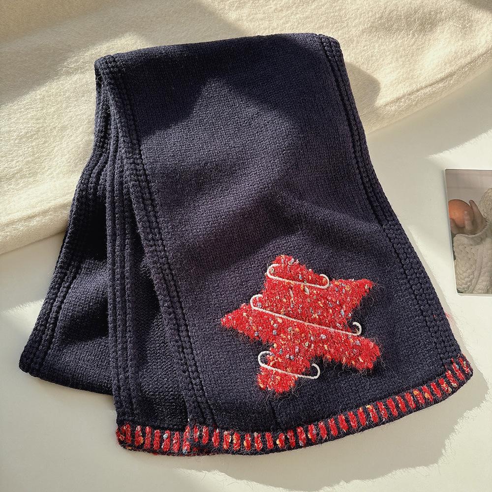 Festive Snowflake & Stars Jacquard Knit Scarf - Warm Winter Neck Warmer, Perfect Christmas Gift for Women